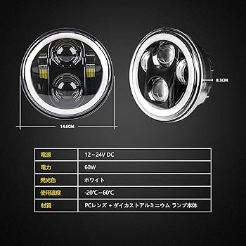 「塗装」HTTR 楽天市場】DOT承認 オートバイ バイク LED ヘッドライト 5.75